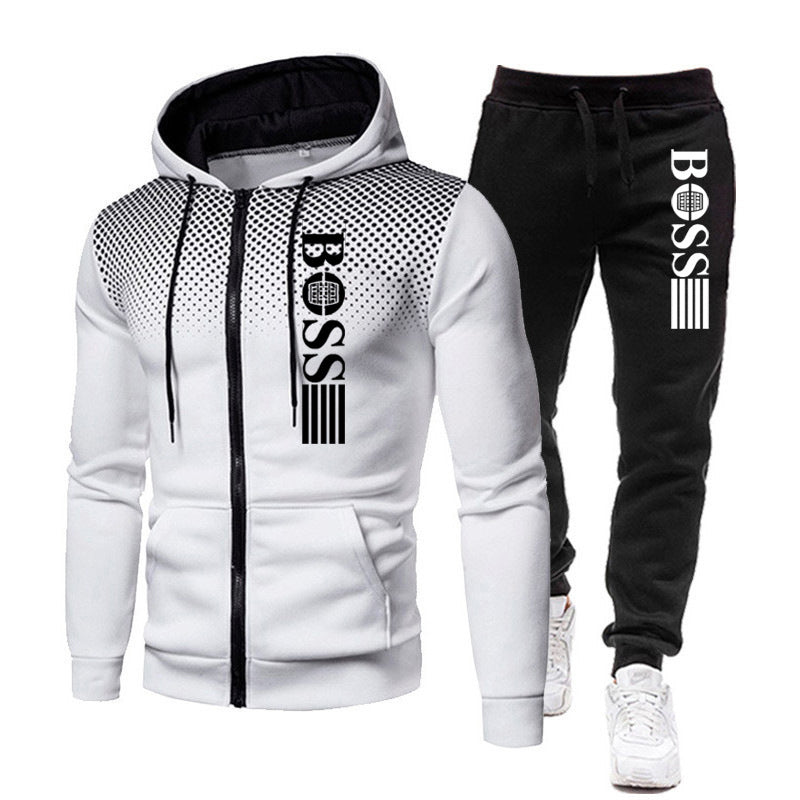 Men's Printed Zip Hoodie Sweatpants Set