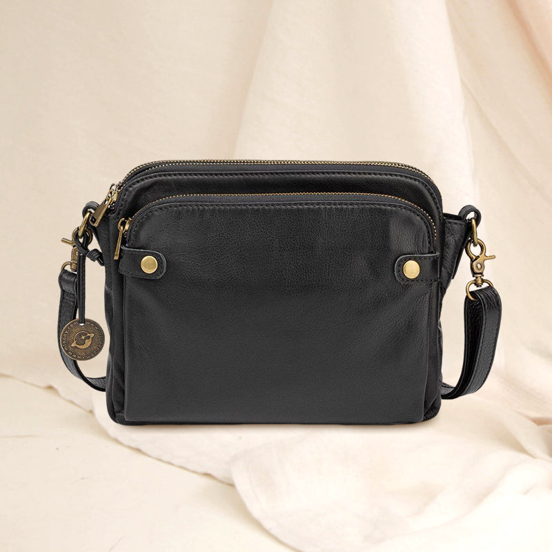 Three-Layer Leather Crossbody Shoulder & Clutch Bag