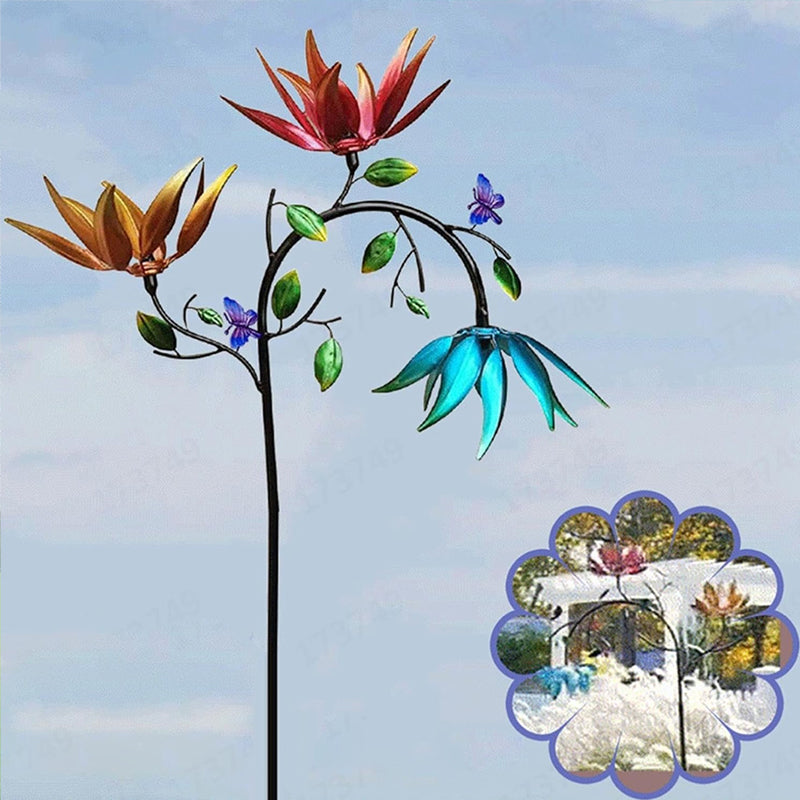 Beautiful Summer Multi Colored Flowers Wind Spinner