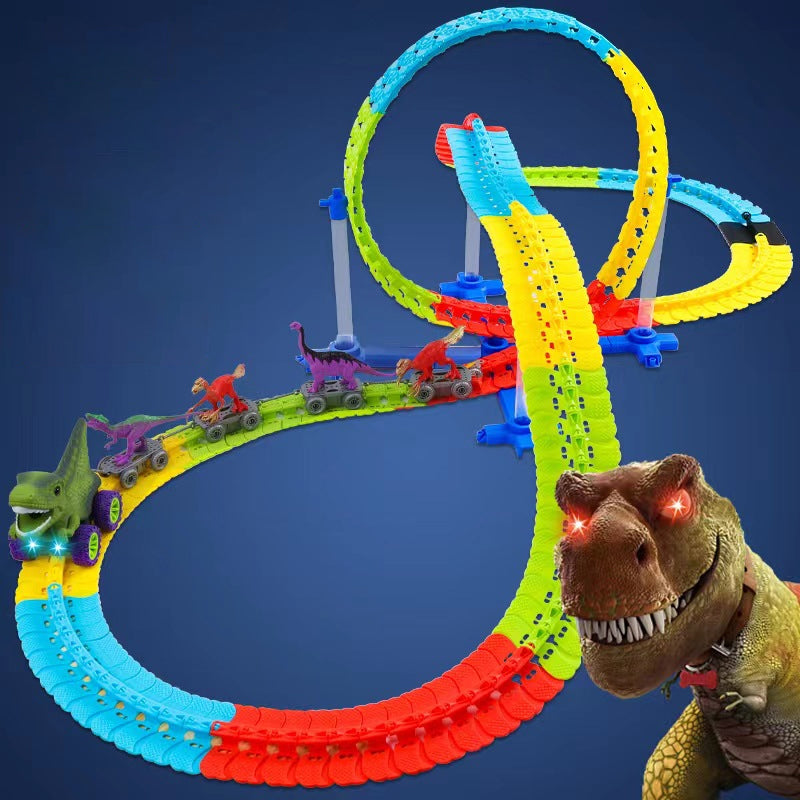 roller coaster dinosaur track car