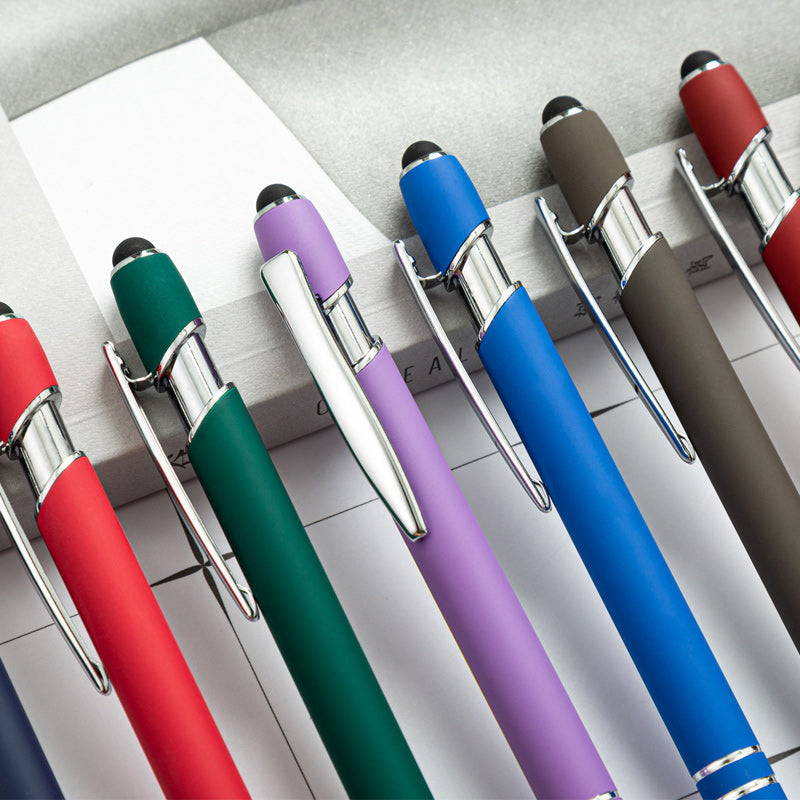 Metal push aluminum rod ballpoint pen, 8 pcs