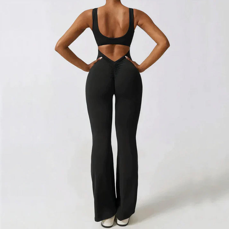 Tight One-piece Yoga Wear V-Back Jumpsuit