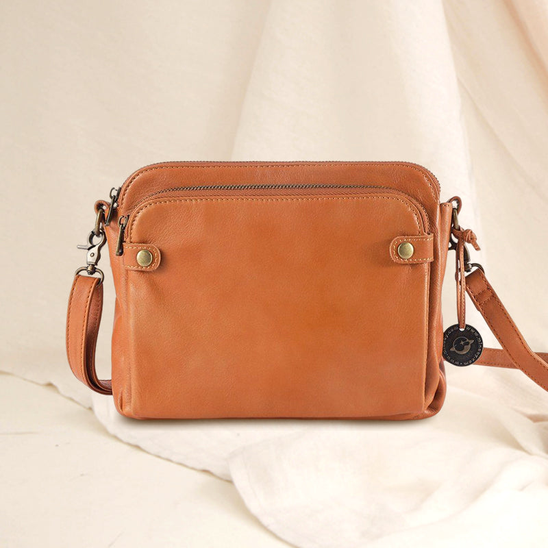 Three-Layer Leather Crossbody Shoulder & Clutch Bag