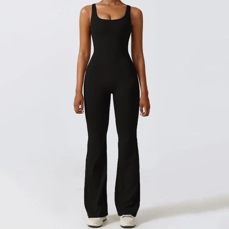 Tight One-piece Yoga Wear V-Back Jumpsuit