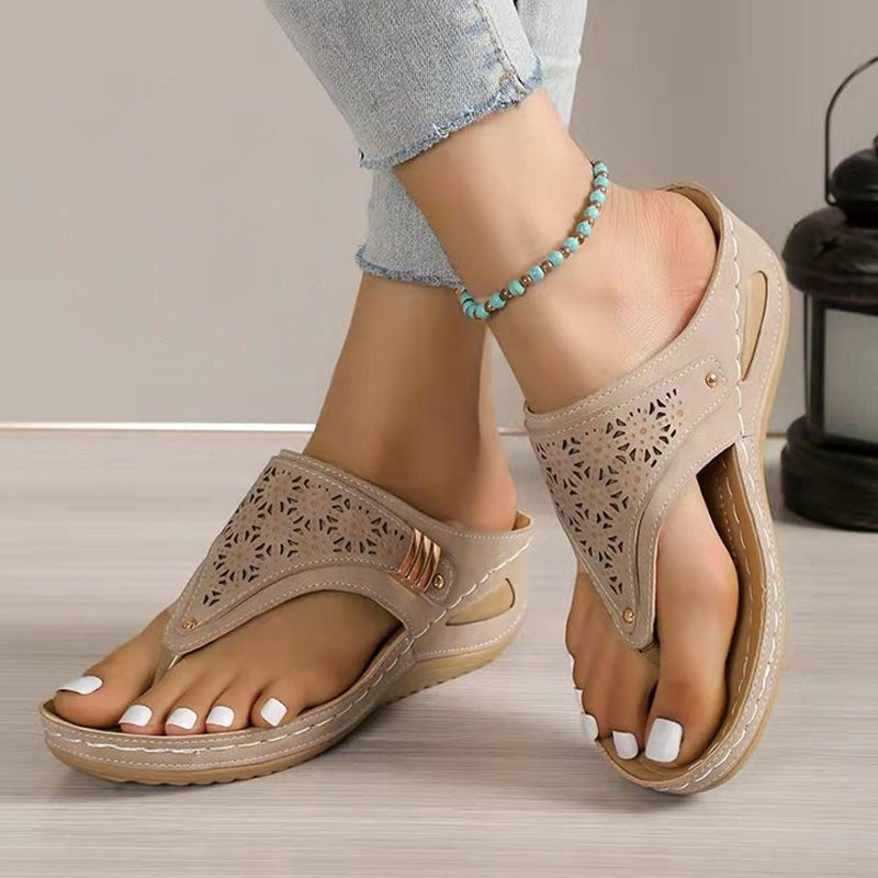 Chunky Sole Cutout Flip Flops