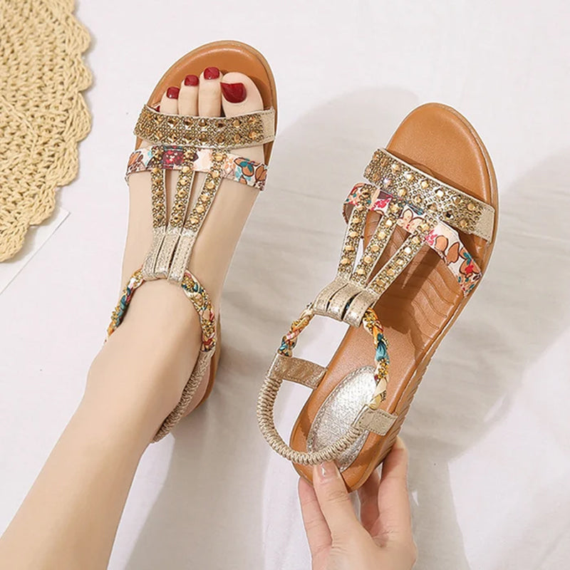 Summer Rhinestone Open Toe Orthopaedic Sandals