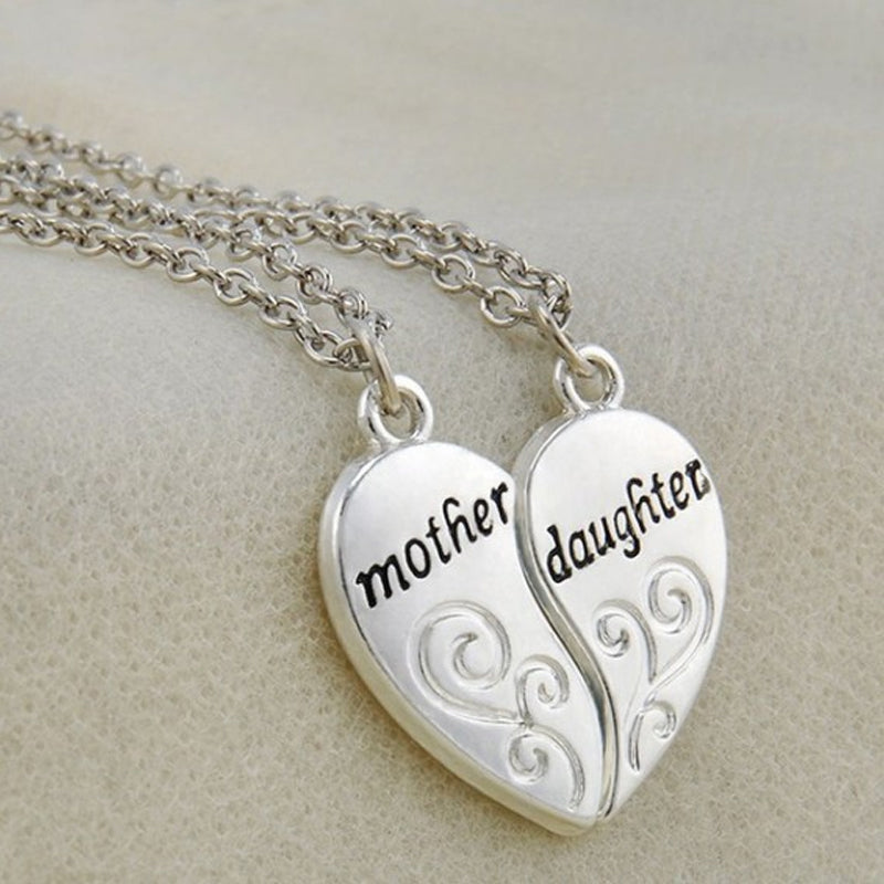 Mother and daughter heart necklace