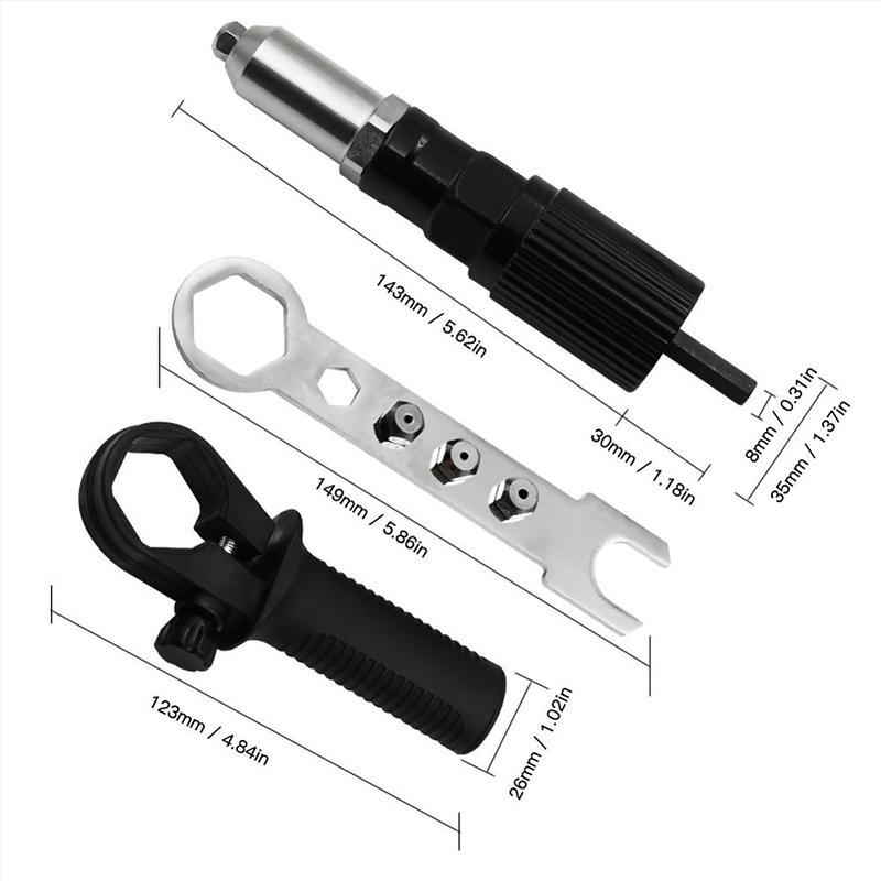 Professional Rivet Gun Adapter Kit 🛠With 4Pcs Different Nozzle Bolts