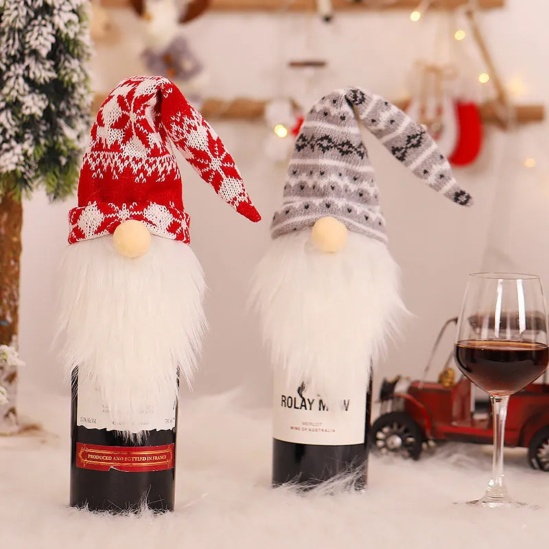 Christmas Faceless Gnome Wine Bottle Covers