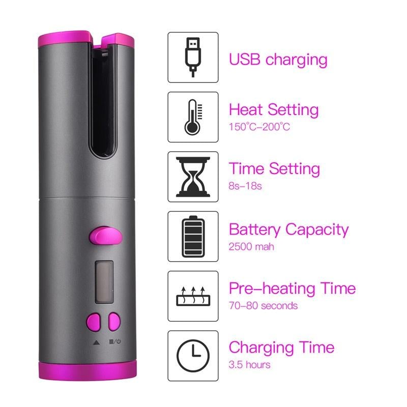 Wireless Auto Rotation Curling Iron