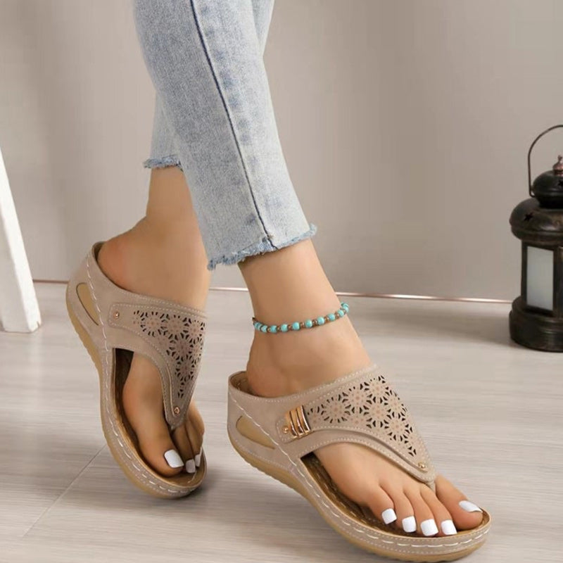 Chunky Sole Cutout Flip Flops