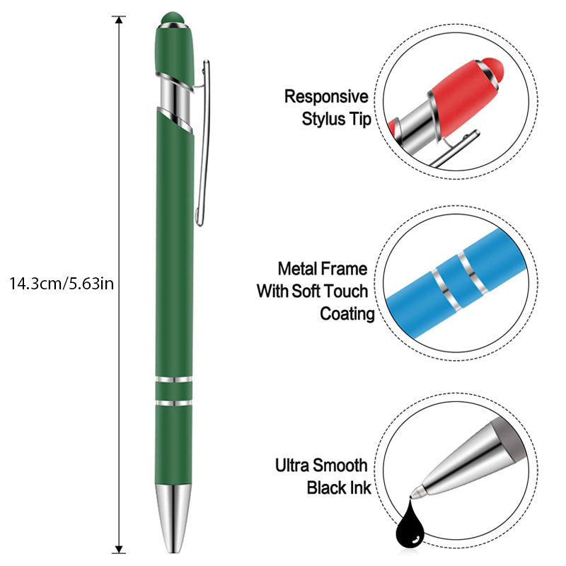 Metal push aluminum rod ballpoint pen, 8 pcs