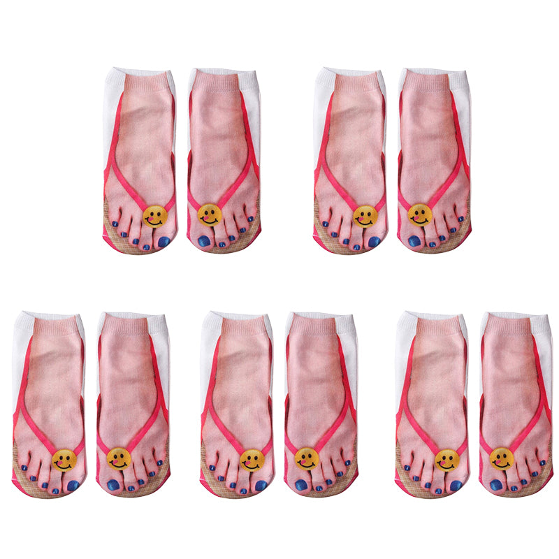 🔥Women Manicure Print Flip Flop Socks