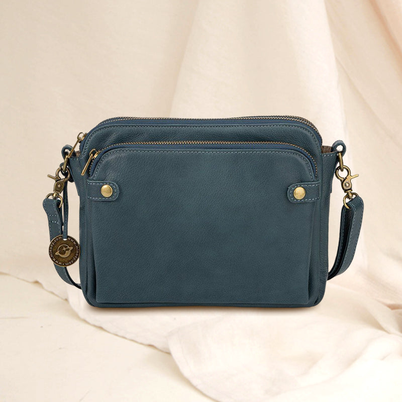 Three-Layer Leather Crossbody Shoulder & Clutch Bag