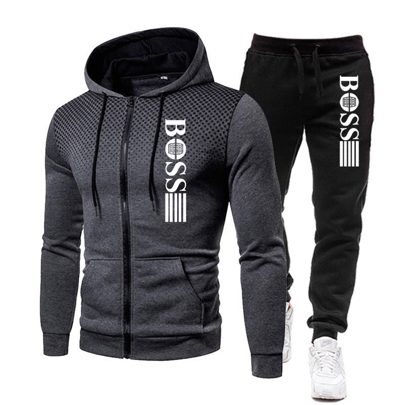 Men's Printed Zip Hoodie Sweatpants Set