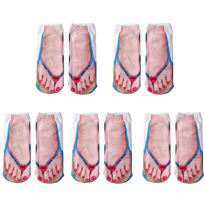 🔥Women Manicure Print Flip Flop Socks