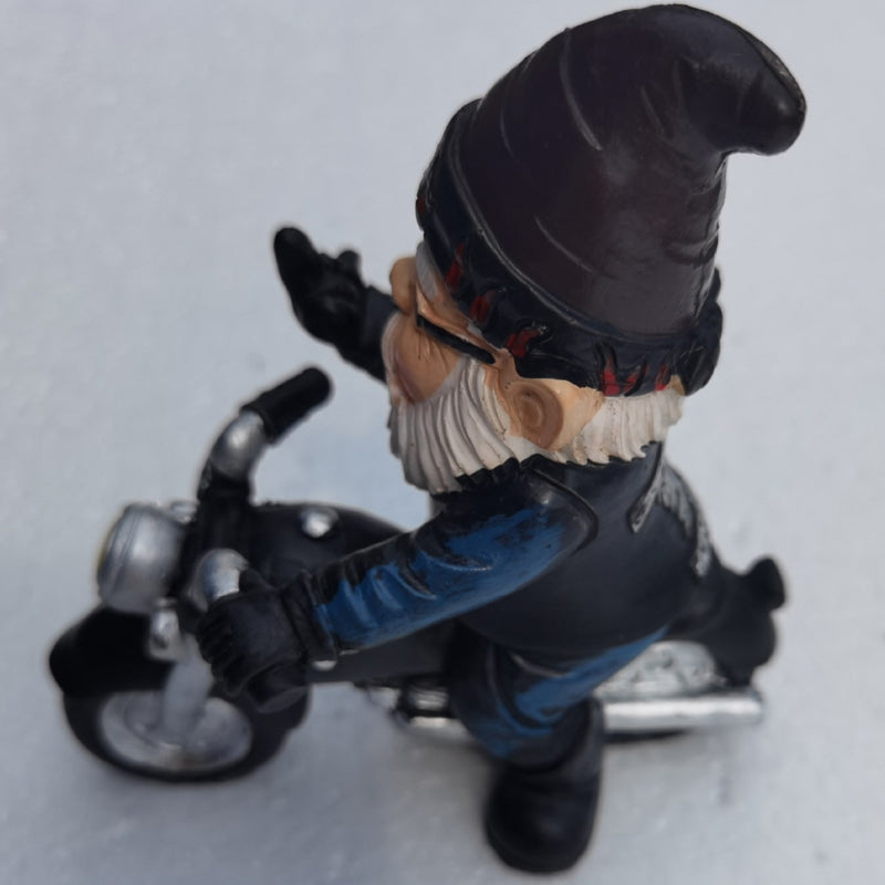 Middle Finger Dwarf Riding Motorcycle Funny Garden Gnome