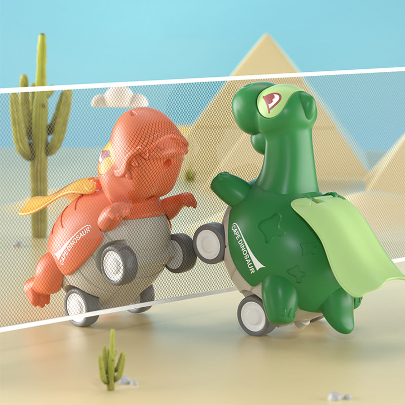 Press-driven dinosaur car toy