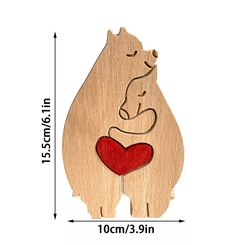 Hand-Carved Wooden Cuddling Animals Decoration