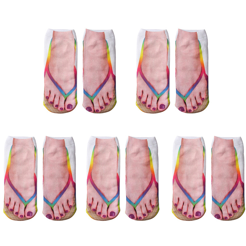 🔥Women Manicure Print Flip Flop Socks