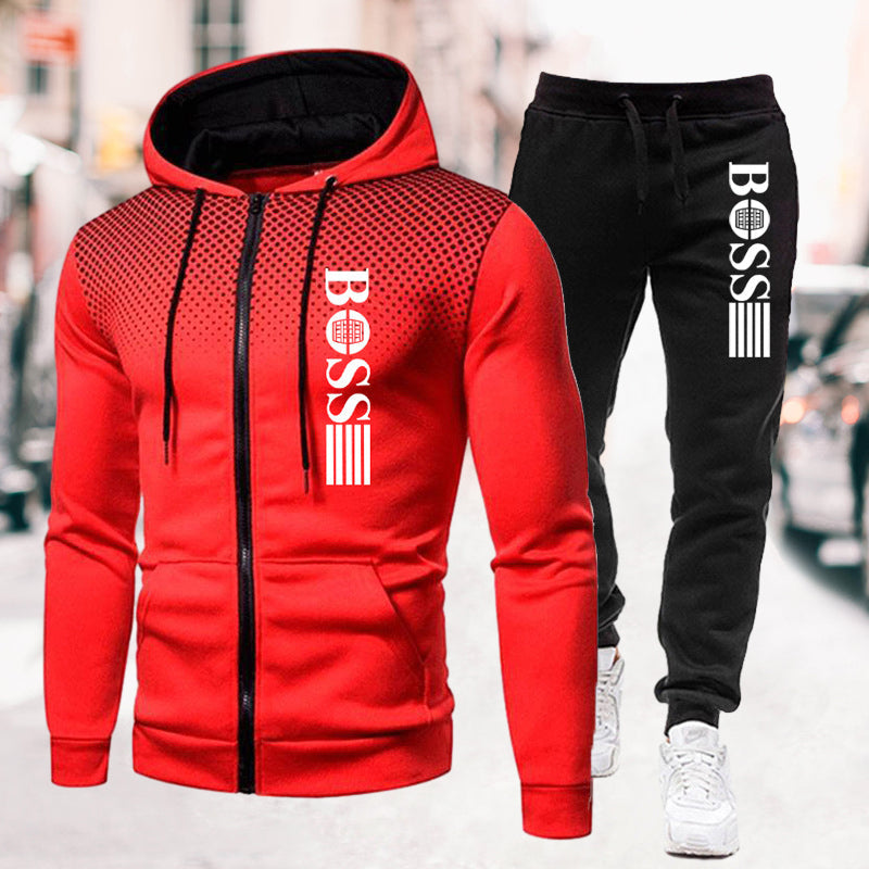 Men's Printed Zip Hoodie Sweatpants Set