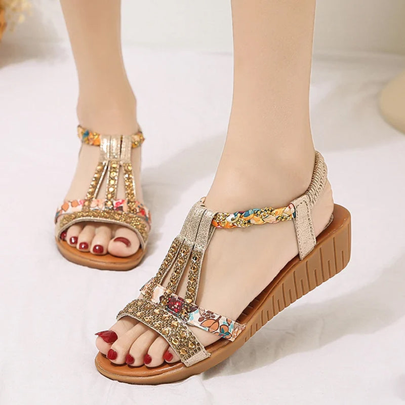 Summer Rhinestone Open Toe Orthopaedic Sandals