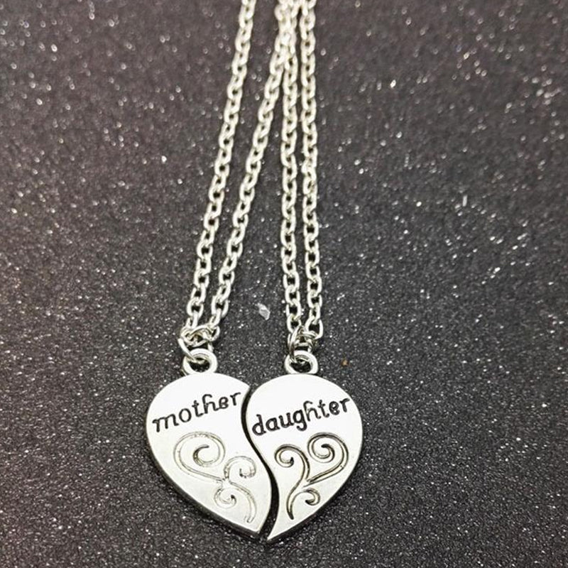 Mother and daughter heart necklace