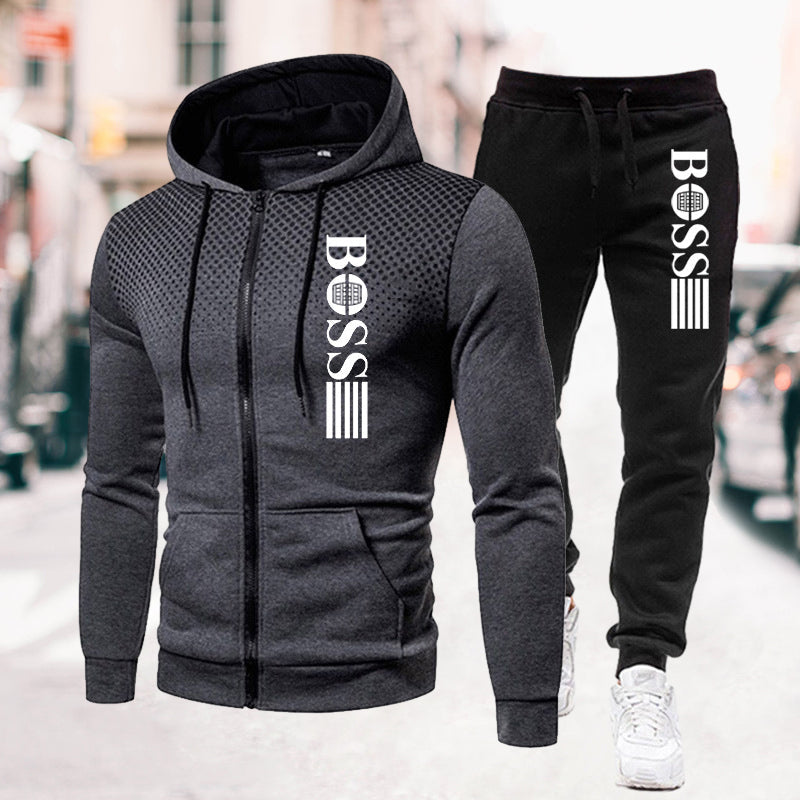 Men's Printed Zip Hoodie Sweatpants Set