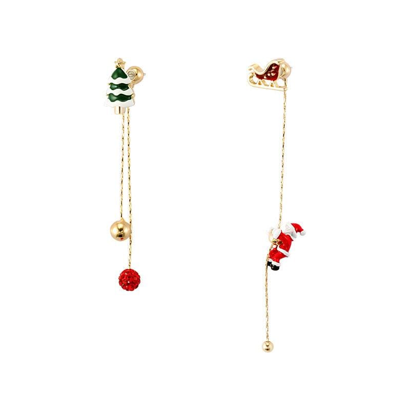 Asymmetrical Santa Claus Tassel Earrings