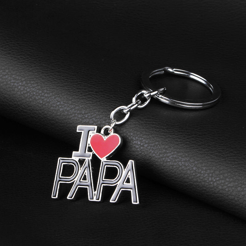 Father's Day Mother's Day red heart Keychain