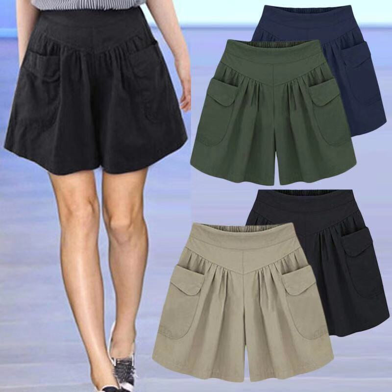 Women Beach Casual Hot Shorts with Elastic Waistband