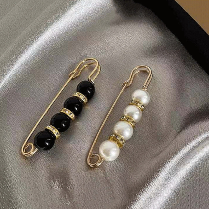 Glamorous Rhinestone Pearl Waist Pin