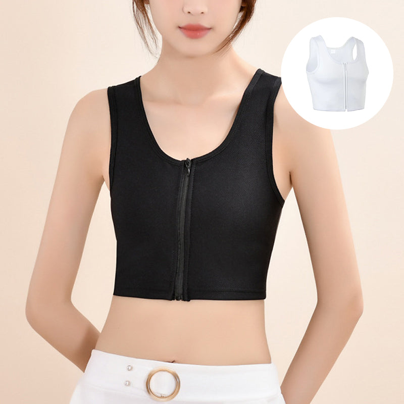 Thin front-zip bustier tank top