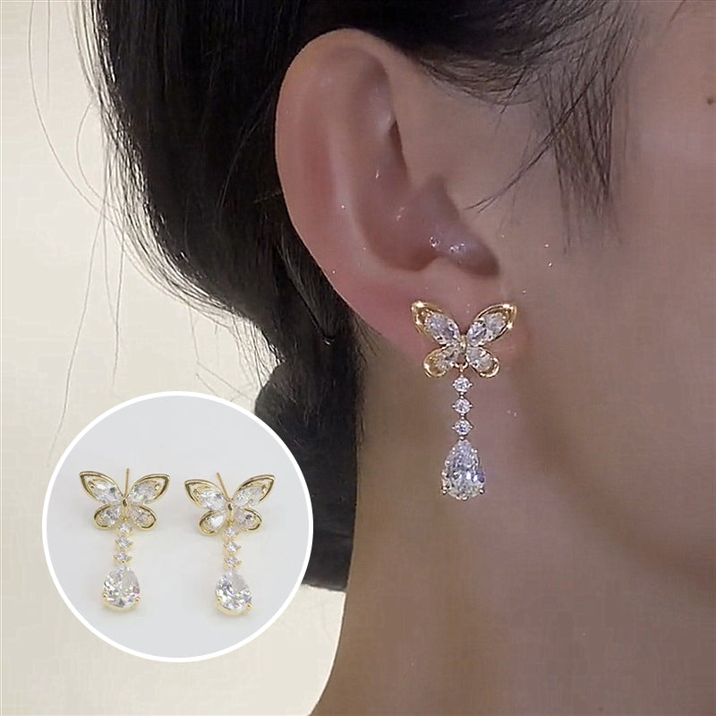 Zircon Butterfly Earrings