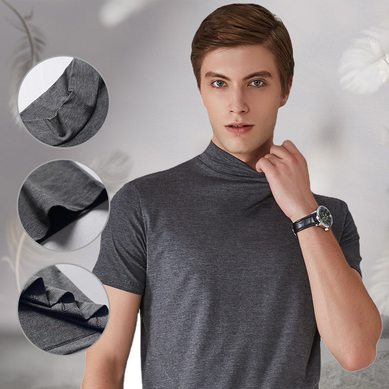 Men's Slim Fit T-shirt with a Stand-up Collar