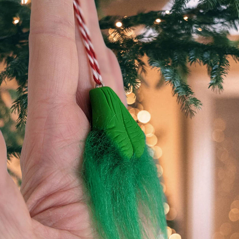 Hairy Grinchy ball balls Christmas Ornament