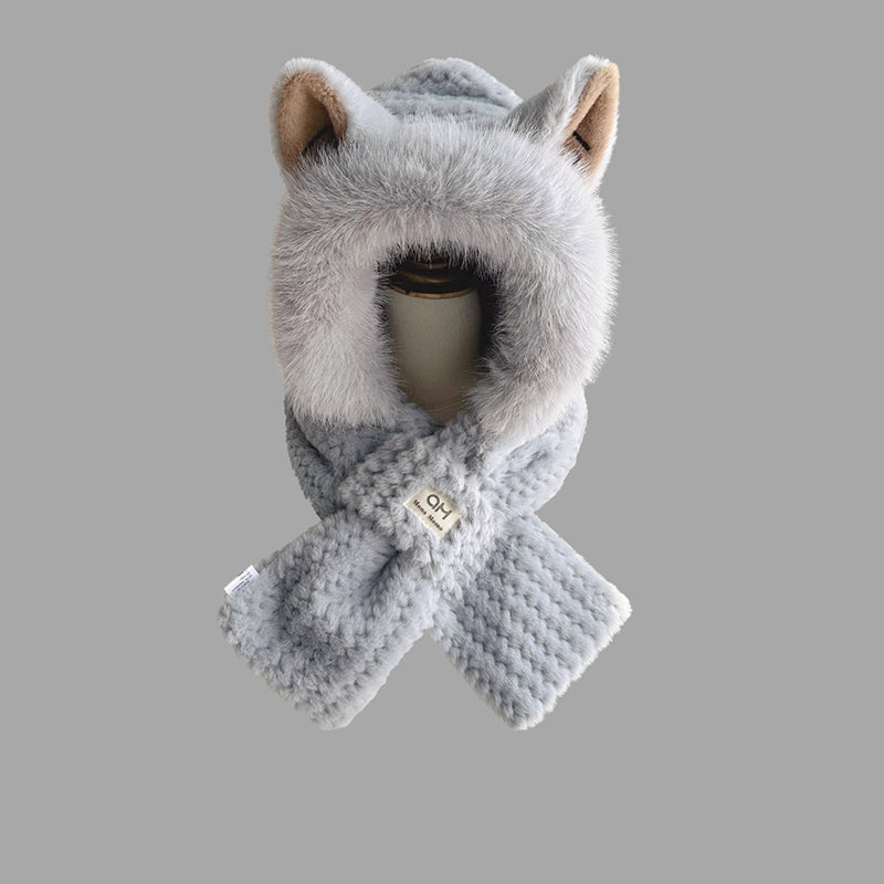 Cute Fox Ears 2-in-1 Hat and Scarf