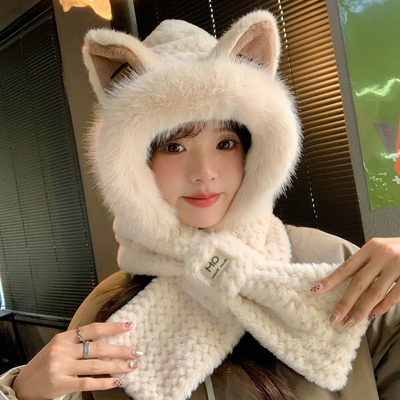 Cute Fox Ears 2-in-1 Hat and Scarf