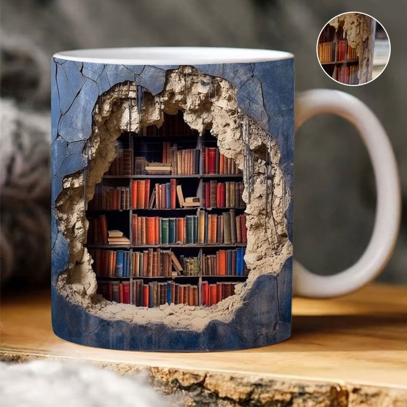 3D Bookshelves Hole In A Wall Mug