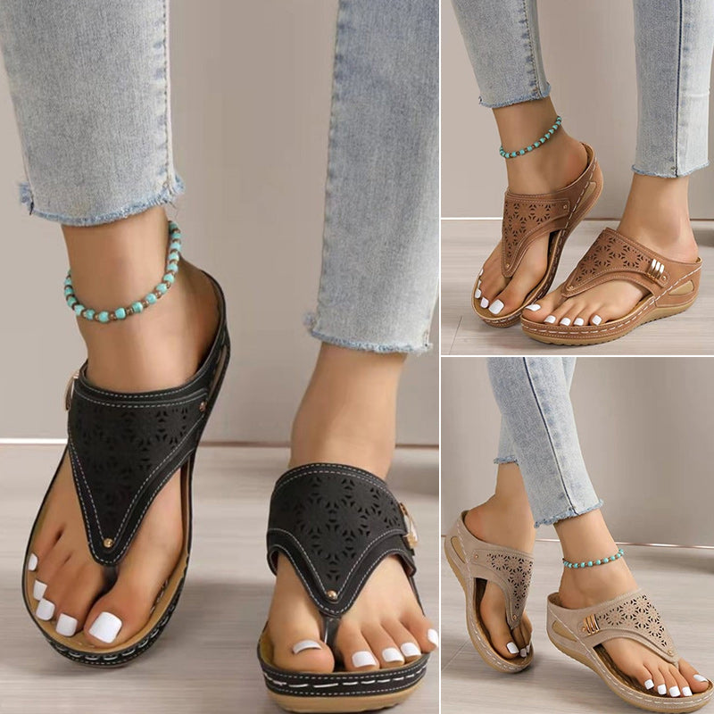 Chunky Sole Cutout Flip Flops