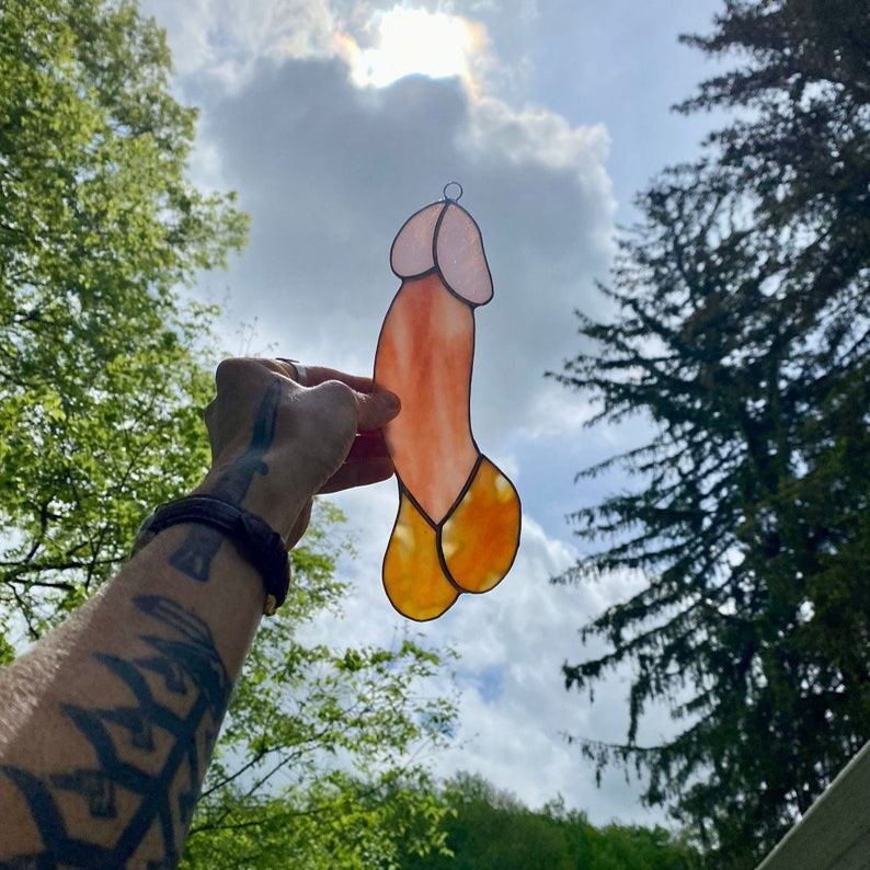 Funny Stained Glass Penis Suncatcher