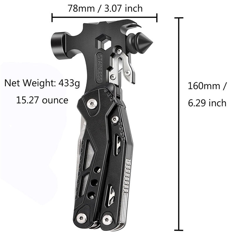 Multifunctional Stainless Steel 14 in 1 Survival Hammer