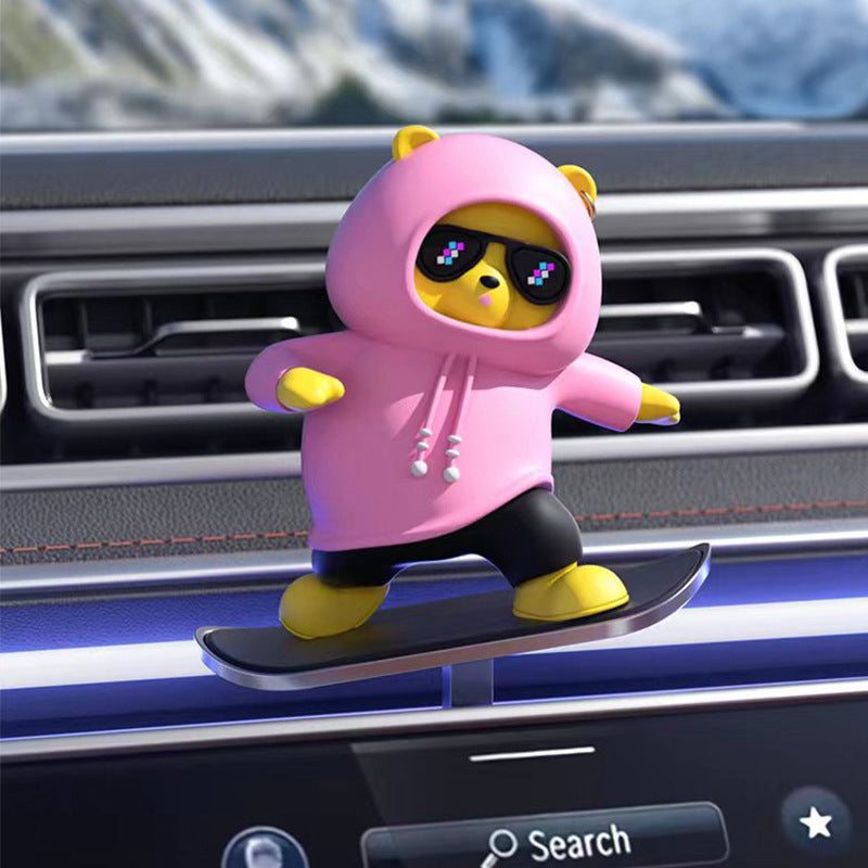 Skateboarding bear car decoration