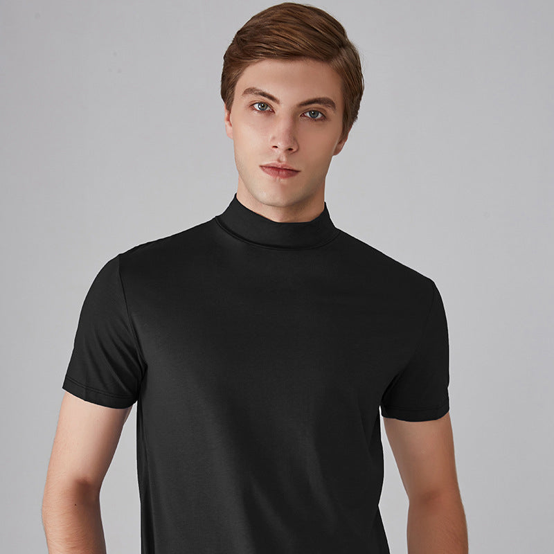 Men's Slim Fit T-shirt with a Stand-up Collar