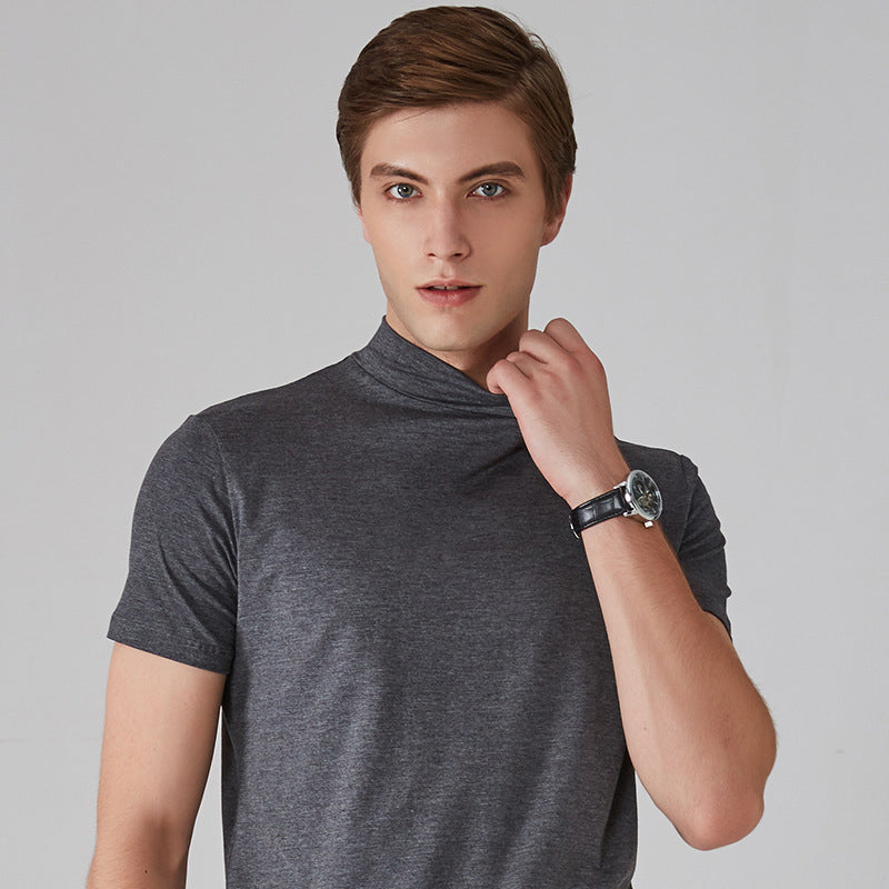 Men's Slim Fit T-shirt with a Stand-up Collar