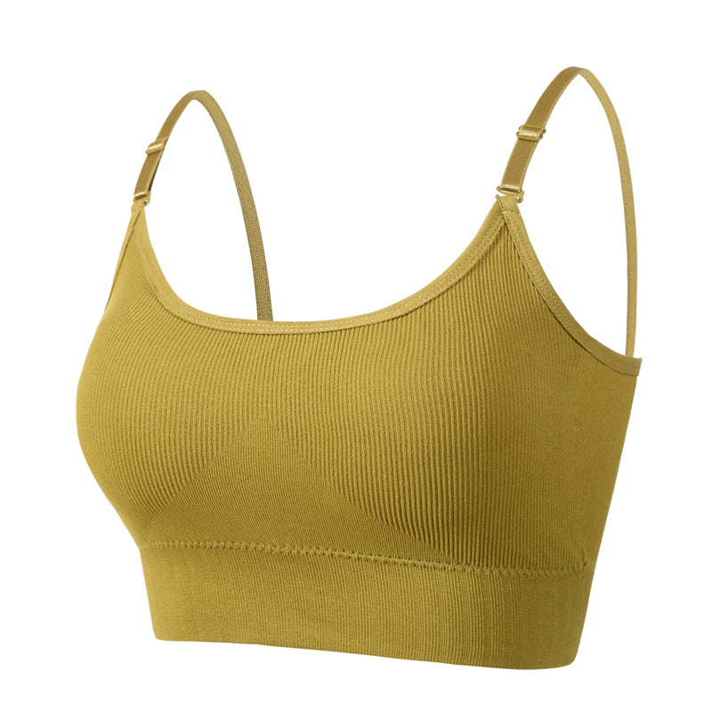 Solid Ribbed Adjustable Strap Wireless Bra