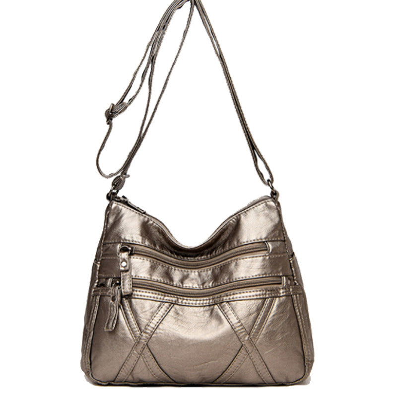 Lightweight Soft Leather Shoulder Bag